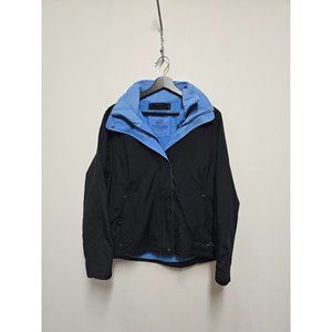 LL Bean Black Long Sleeve Zip-Up Hidden Hood Windbreaker Jacket Women's Size Sma